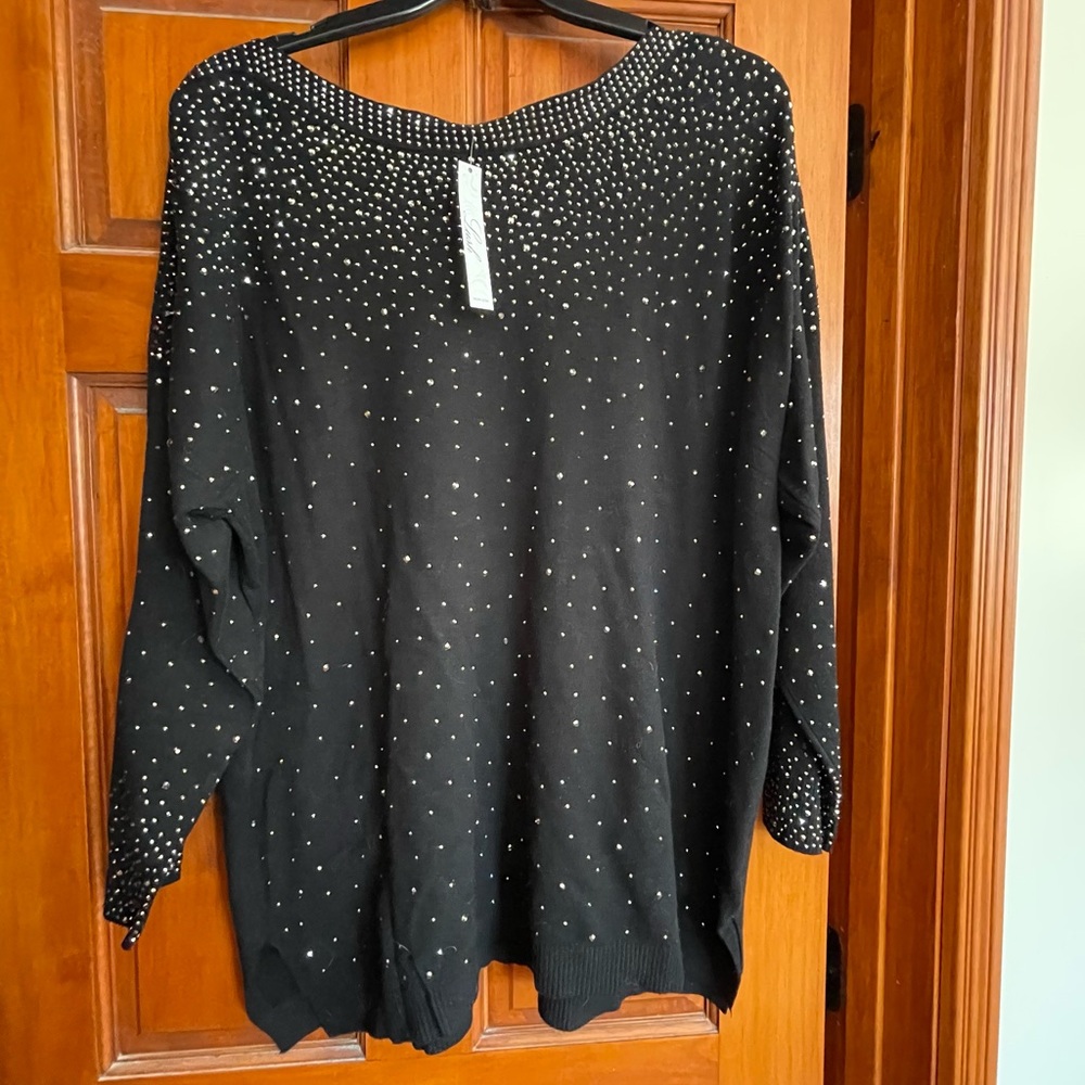 Black Rhinestone Sweater